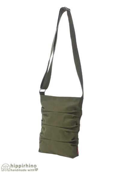 Dark Green Crumpled Soft Canvas Tote Bag Small Everyday Cotton Pleated Hipster Bridesmaid Graduation Gift Book School Bag