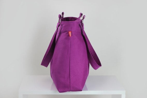 Purple red canvas shoulder bag