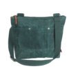 Green Waxed Medium Tote Bag Webbing Cotton Strap Fully Lined Outer Pocket Bag Zipper Closure Unisex