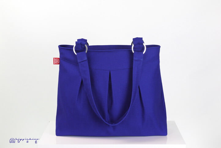 Sax Blue Canvas Shoulder Bag, Medium Size Bag, Zipper Closure, Everyday ...
