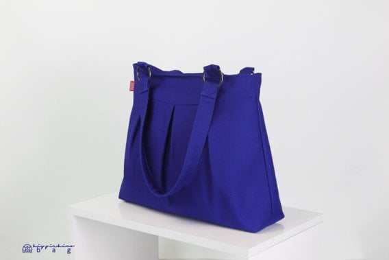 Blue Canvas Shoulder Bag