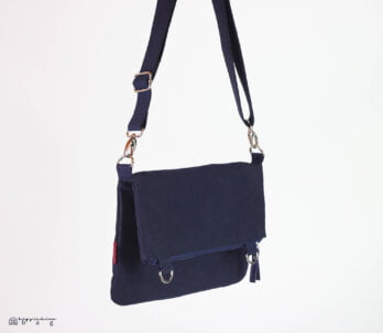 Navy Blue Waxed Foldover Bag