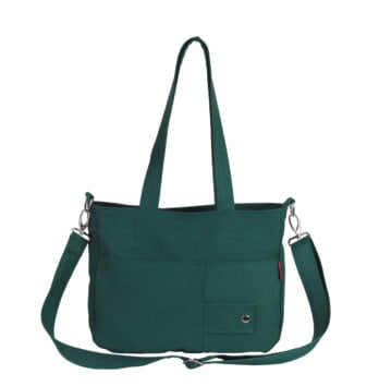 Green Canvas Shoulder Purse Bag Pocket College School Daily Use Bag Washable Crossbody Strap