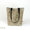 Waxed Beige Tote Bag with Leather Strap