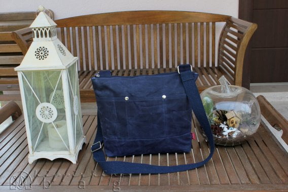 Navy Blue Unisex Waxed Tote Bag