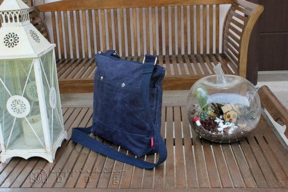 Navy Blue Unisex Waxed Tote Bag