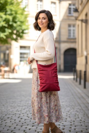 Small Canvas Crossbody Tote Bag for Women Daugther Bridesmaid Book Tablet Bag Everyday Bag Eco Casual Travel Bag Cute Shoulder Bag Burgundy