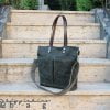 Waxed Tote Bag Leather Strap
