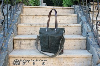 Waxed Tote Bag Leather Strap