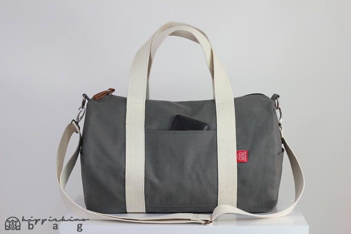 Wool & Ostrich Full Zip Duffel Bag in Oxford Grey — LEN Lifestyle