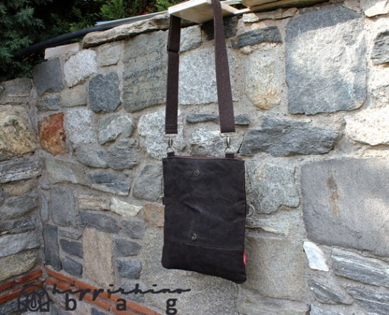 Dark Brown Waxed Foldover Tote Bag