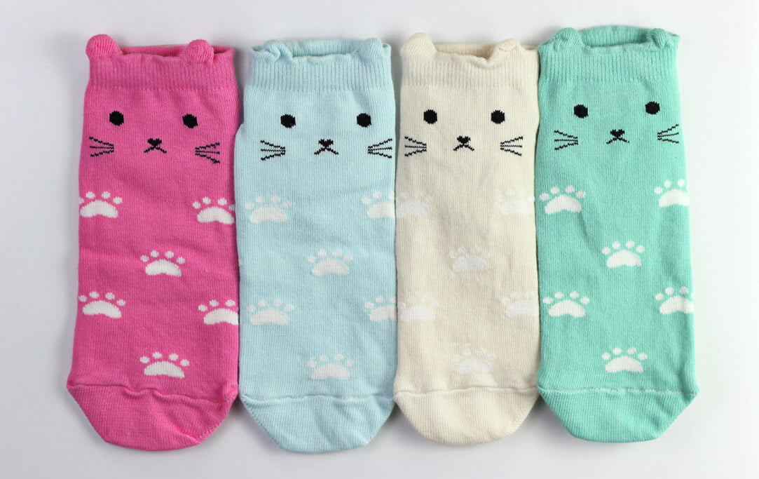Kitty 3D Ear Colorful Paw Funny Socks for Women - Hippirhino Purses ...