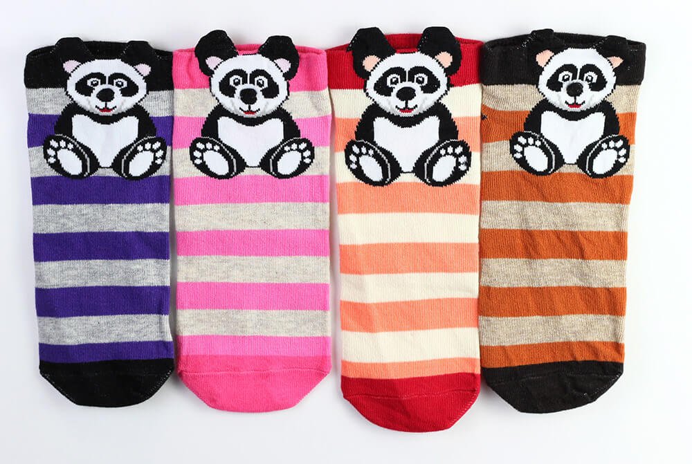 Cute Panda Bear 3D Ears Stripe Funny Crazy Ankle Socks | Free Shipping