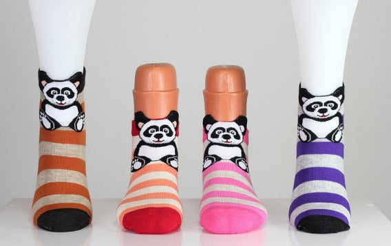 Striped Panda Bear Socks