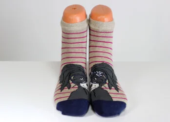striped cat faced socks