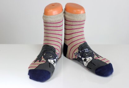 striped cat faced socks