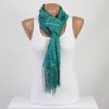 Perforated Solid Color Scarf Green Fringe Tassel Scarves | Free Shipping