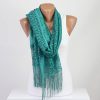 Perforated Solid Color Scarf Green Fringe Tassel Scarves | Free Shipping