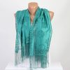 Perforated Solid Color Scarf Green Fringe Tassel Scarves | Free Shipping