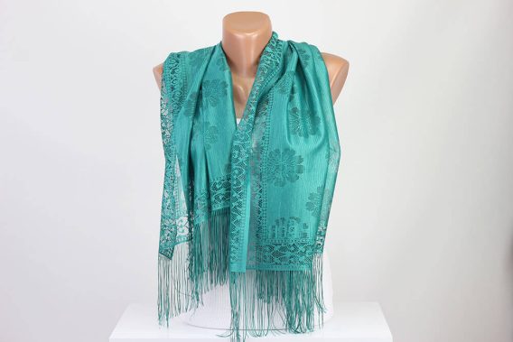 Perforated Solid Color Scarf Green Fringe Tassel Scarves | Free Shipping