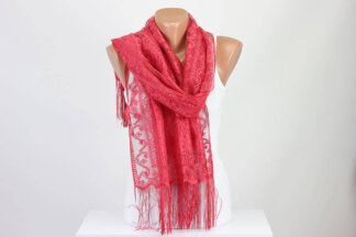 Plain Red Scarf Perforated