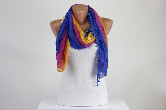 Colorful Pompom Scarf