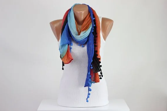 Colorful pompom scarf Colorful pompom scarf