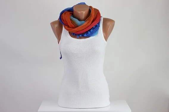Colorful pompom scarf Colorful pompom scarf