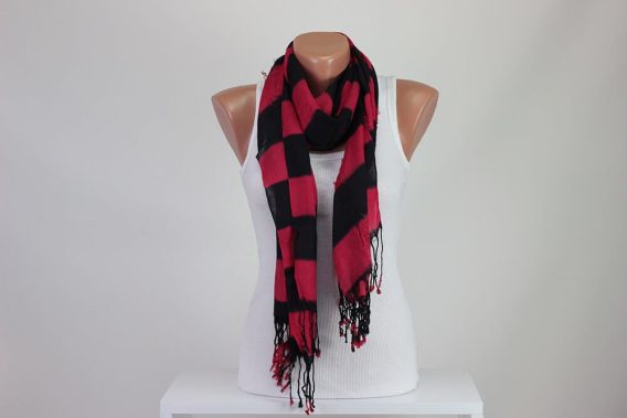 Red Black Striped Scarf