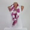 Pink White Striped Scarf
