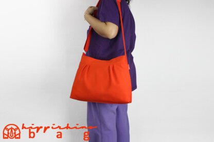 Orange Small Pleated Canvas Bag