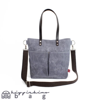 Gray waxed tote bag leather strap