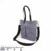 Gray waxed tote bag leather strap