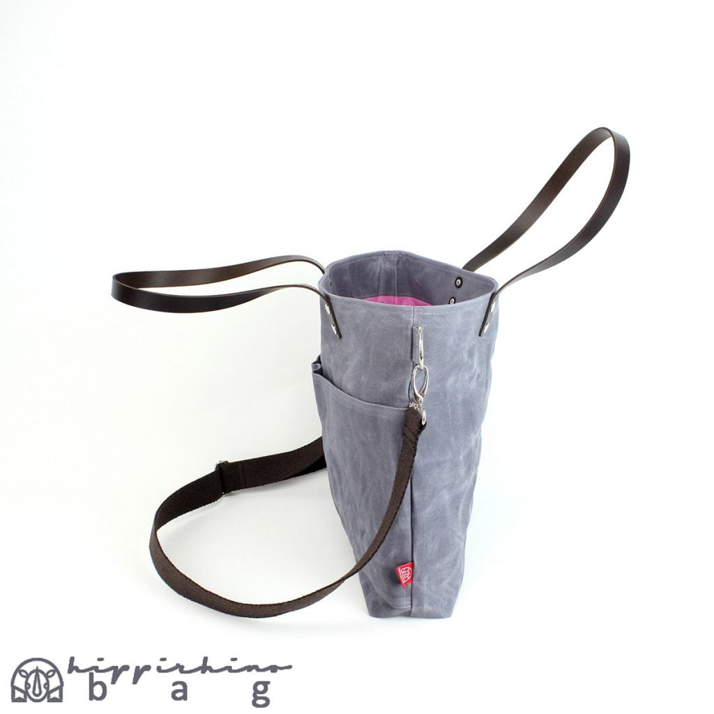 TOTE BAG WITH BELT 42 IN BLACK OIL WAX LAMBSKIN GOLD HARDWARE