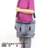 Gray waxed tote bag leather strap