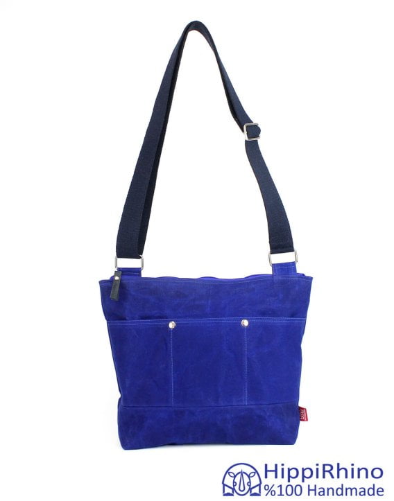 Blue Waxed Tote Bag