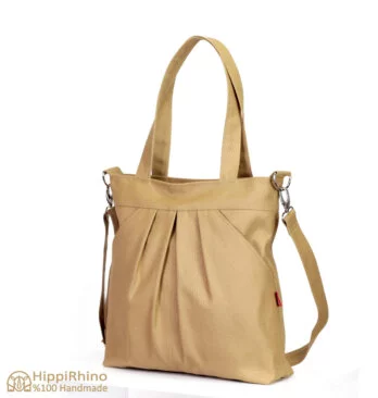 Canvas Shoulder Bag With Exterior Pocket