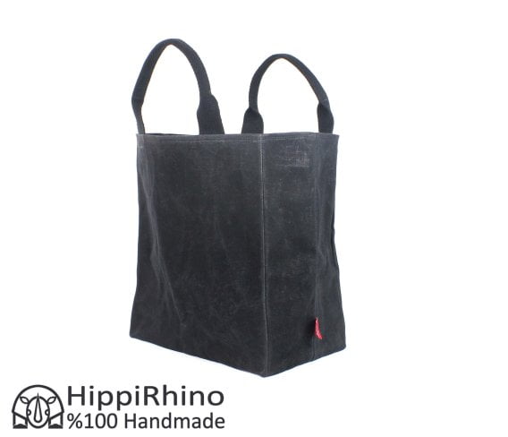 Black Waxed Canvas Tote Bag Large Grocery Market Bag Rugged Work Bag Short  Handles Eco Friendly Reusable Bag Farmers Picnic Garden Foldable -  Hippirhino Purses Totes Custom Personalized Handmade Bags