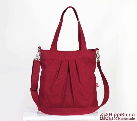 Maroon Red Shoulder Crossbody Canvas Bag