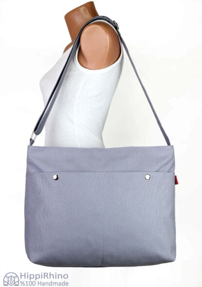 Grey Cotton Messenger Bag