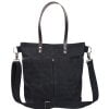 Black Large Waxed Canvas Tote Bag Genuine Leather Handle Crossbody Strap Travel Bag