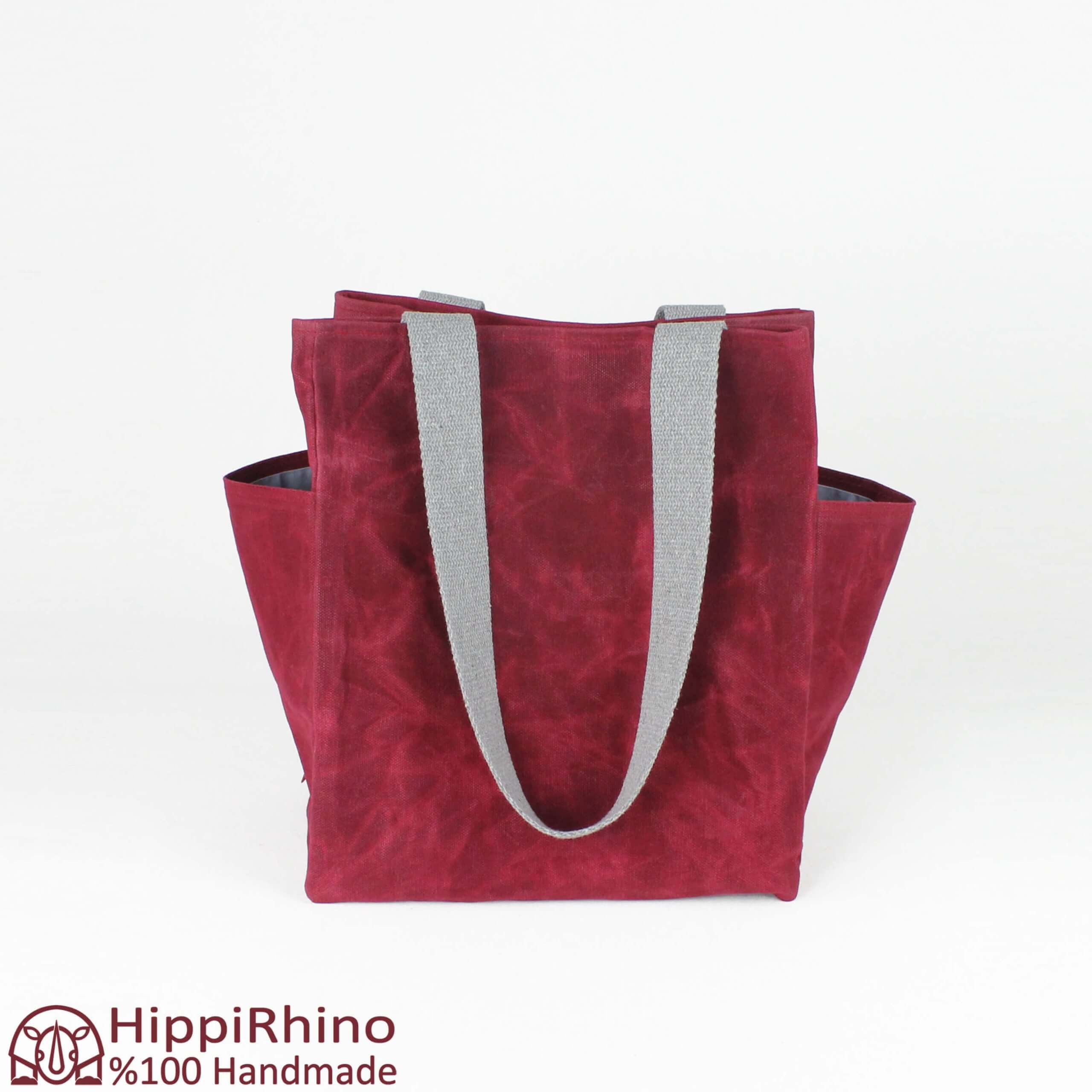Large Caramel Waxed Canvas Tote Bag Multipurpose Durable Shopping Bag