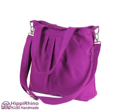Purple Cotton Canvas Shoulder Bag