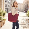 Waxed Canvas Grocery Bag Pocket Bag Eco-Friendly Reusable Market Bag Extra Strong Large Shopping Farmers Bag Long Handles Stylish Cute Tote