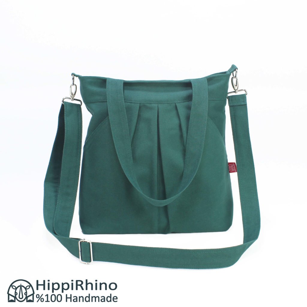 Large Vintage Canvas Tote Bag - College Satchel School Bag With Top Handle