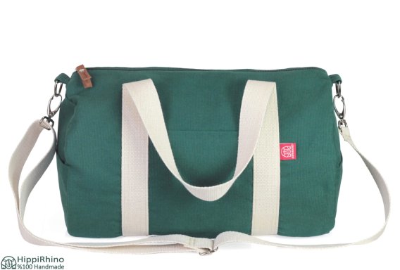 Green Washable Cotton Duffle Duffel Bag