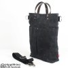 Black Waxed Large Tote Bag With Leather Handle