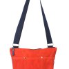 Orange Navy Blue Waxed Tote Bag