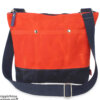 Orange Navy Blue Waxed Tote Bag