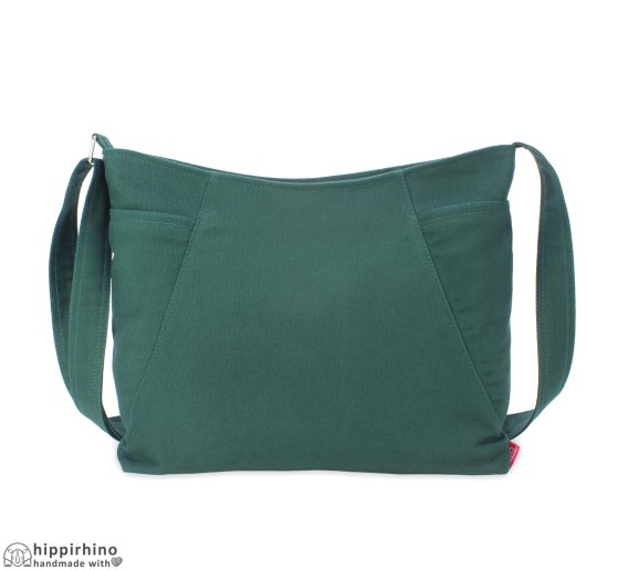 Grass Green Cotton Canvas Pocket Hobo Bag